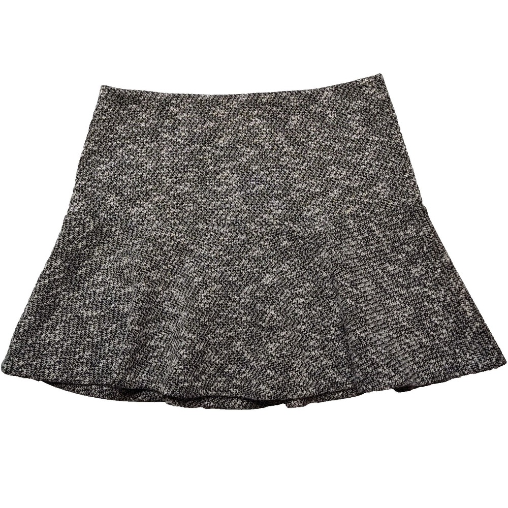 ANN TAYLOR LOFT Women Medium Fit & Flare Black White Back Zip 17" Skirt